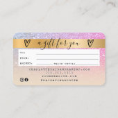 Creditcard regenboog goud glitter ombre cadeaubon visitekaartje (Achterkant)