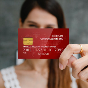 Creditcard   Rode glanzen   Kaart van de wereld Visitekaartje