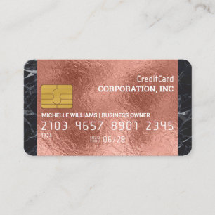 Creditcard Roos Gold Foil Marmer Trim Visitekaartje