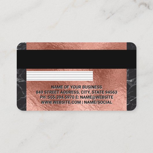 Creditcard | Roos Gold Foil | Marmer Trim Visitekaartje (Achterkant)