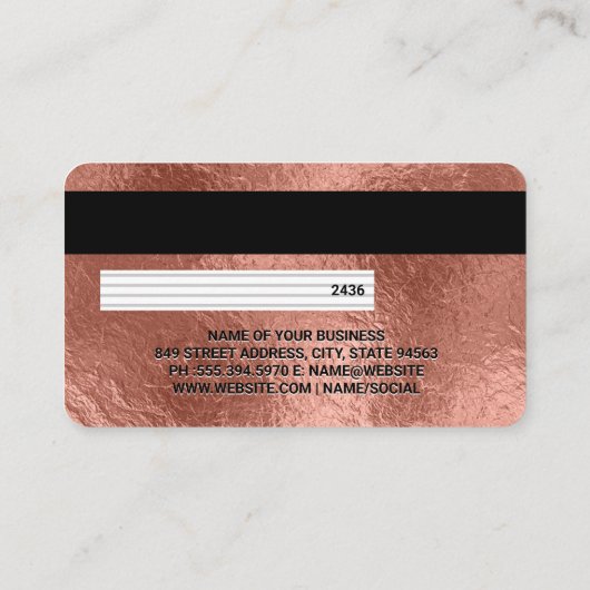 Creditcard | Roos Gold Foil Visitekaartje (Achterkant)