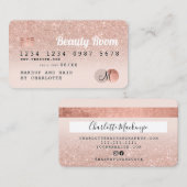 Creditcard roos goud glitter blush roze schoonheid visitekaartje (Voorkant / Achterkant)