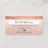 Creditcard roos goud glitter blush roze schoonheid visitekaartje (Achterkant)