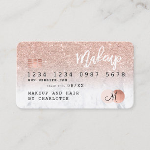 Creditcard roos goud glitter marmer chic monogram visitekaartje