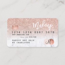 Creditcard roos goud glitter marmer chic monogram visitekaartje