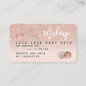Creditcard roos goud glitter zwart roze monogram visitekaartje (Voorkant)