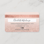 Creditcard roos goud glitter zwart roze monogram visitekaartje (Achterkant)