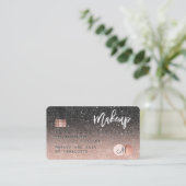 Creditcard roos goud zwart glitter haar monogram visitekaartje (Staand voorkant)