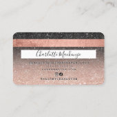 Creditcard roos goud zwart glitter haar monogram visitekaartje (Achterkant)