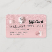 Creditcard roos goudroze glitter ombre cadeaukaart visitekaartje (Voorkant)