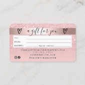 Creditcard roos goudroze glitter ombre cadeaukaart visitekaartje (Achterkant)