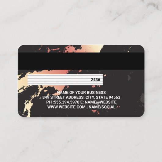 Creditcard | Roze Metaal | Marmer Visitekaartje (Achterkant)