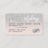 Creditcard Silver Glitter blush roze monogram Visitekaartje (Voorkant)