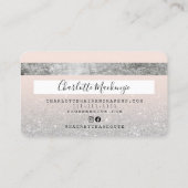 Creditcard Silver Glitter blush roze monogram Visitekaartje (Achterkant)