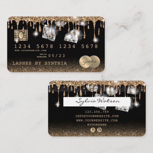 Creditcard Stipping Gold Diamonds Visitekaartje (Voorkant / Achterkant)