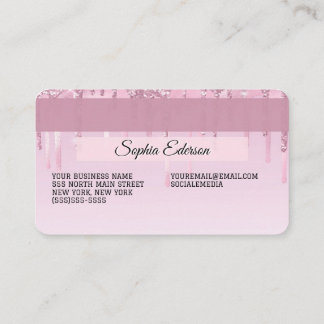 Creditcard Style Pink Glitter Visitekaartje