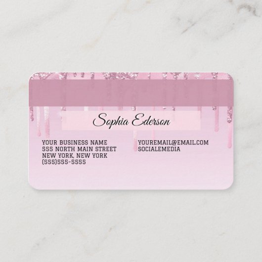 Creditcard Style Pink Glitter Visitekaartje (Achterkant)