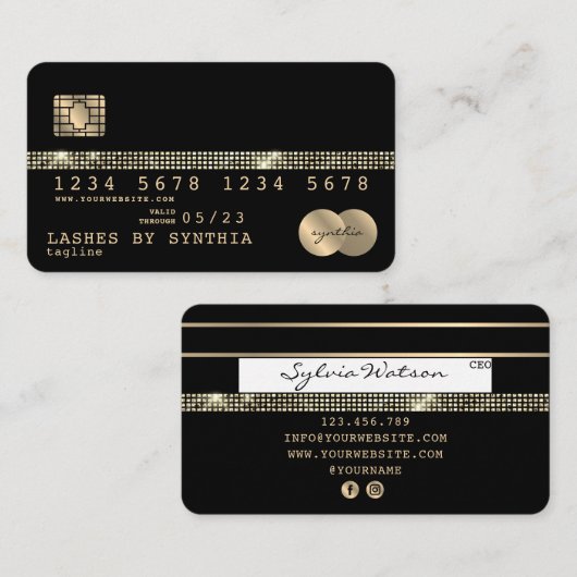 Creditcard styreen Gold en zwart Visitekaartje (Voorkant / Achterkant)