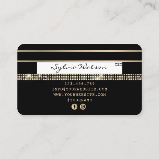 Creditcard styreen Gold en zwart Visitekaartje (Achterkant)
