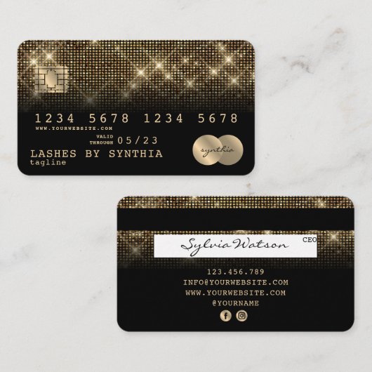 Creditcard styreen Gold en zwart Visitekaartje (Voorkant / Achterkant)