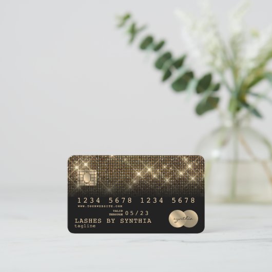 Creditcard styreen Gold en zwart Visitekaartje (Staand voorkant)