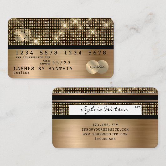Creditcard styreen Gold en zwart Visitekaartje (Voorkant / Achterkant)