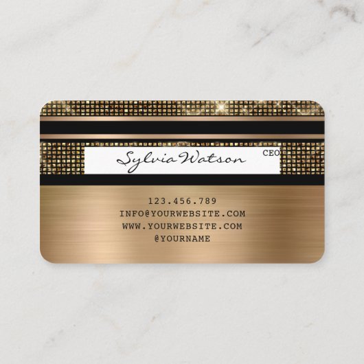 Creditcard styreen Gold en zwart Visitekaartje (Achterkant)