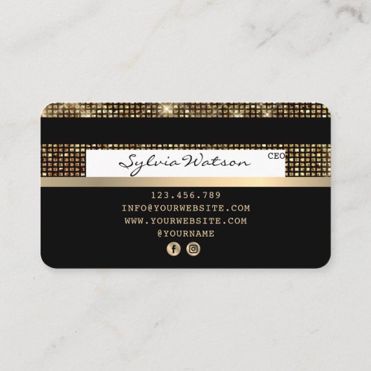 Creditcard styreen Gold en zwart Visitekaartje (Achterkant)