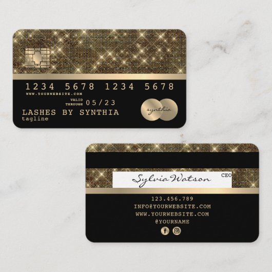 Creditcard styreen Gold en zwart Visitekaartje (Voorkant / Achterkant)