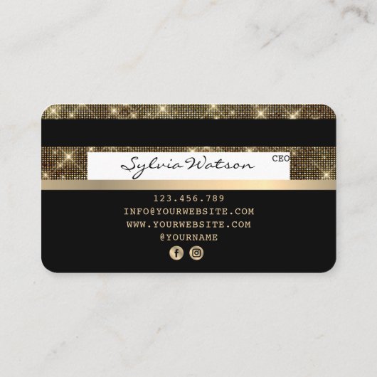 Creditcard styreen Gold en zwart Visitekaartje (Achterkant)