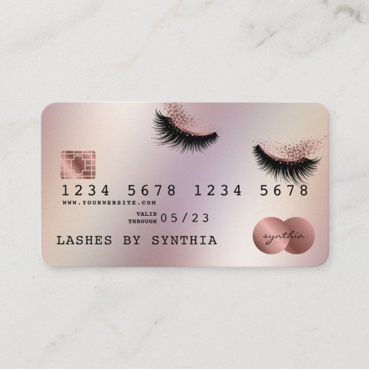 Creditcard styreen Roos Gold Long Lashes Visitekaartje (Voorkant)