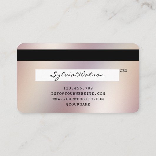 Creditcard styreen Roos Gold Long Lashes Visitekaartje (Achterkant)