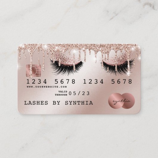 Creditcard styreen Roos Gold Long Lashes Visitekaartje (Voorkant)