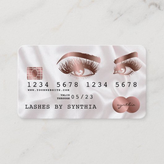 Creditcard styreen Roos Gold Long Lashes Visitekaartje (Voorkant)
