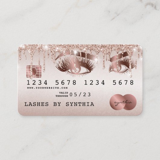 Creditcard styreen Roos Gold Long Lashes Visitekaartje (Voorkant)