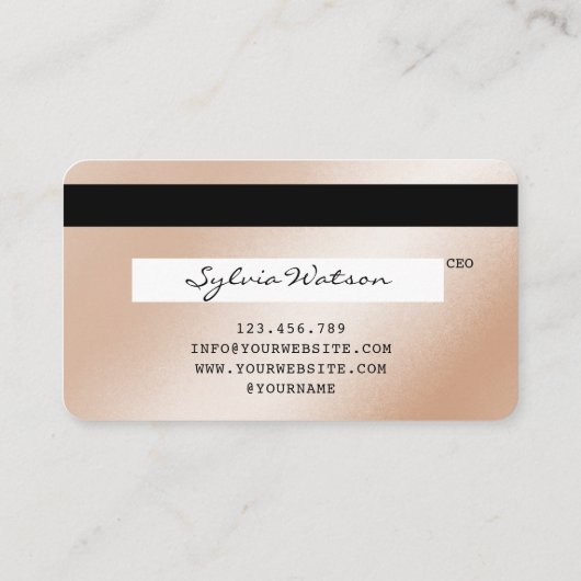 Creditcard styreen Roos Gold Long Lashes Visitekaartje (Achterkant)