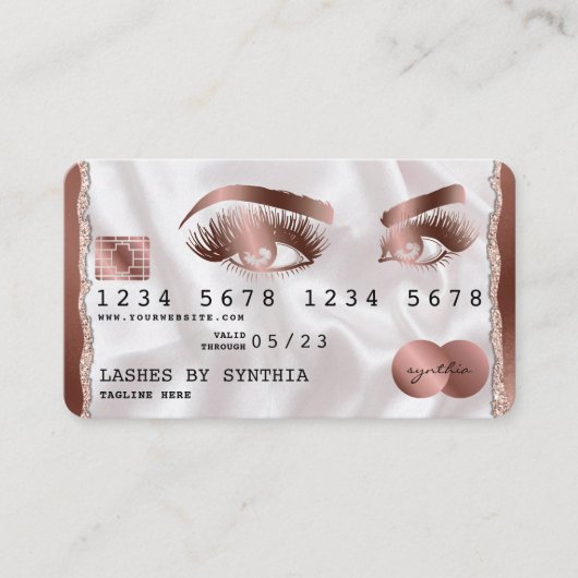Creditcard styreen Roos Gold Long Lashes Visitekaartje (Voorkant)