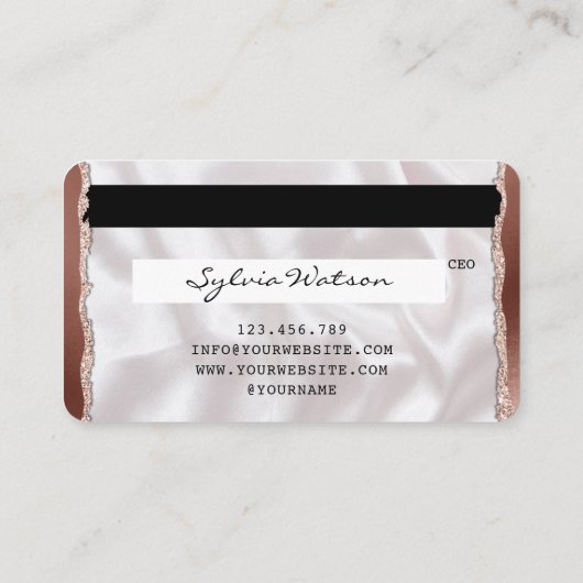 Creditcard styreen Roos Gold Long Lashes Visitekaartje (Achterkant)