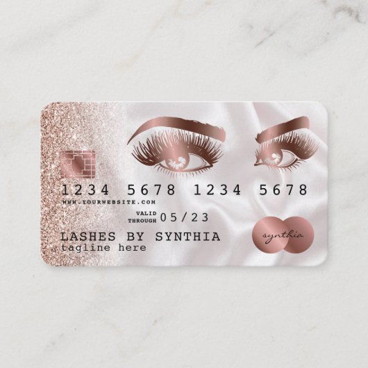 Creditcard styreen Roos Gold Long Lashes Visitekaartje (Voorkant)