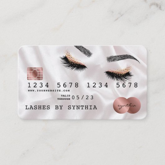 Creditcard styreen Roos Gold Long Lashes Visitekaartje (Voorkant)