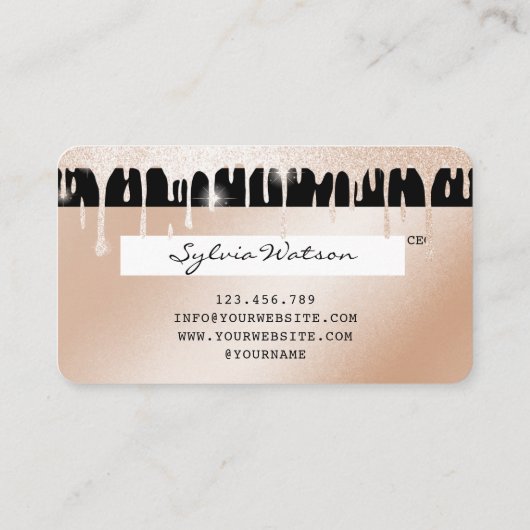 Creditcard styreen Roos Gold Long Lashes Visitekaartje (Achterkant)