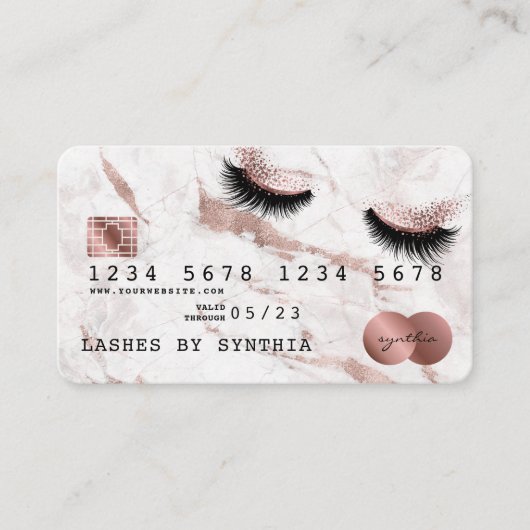 Creditcard styreen Roos Gold Long Lashes Visitekaartje (Voorkant)