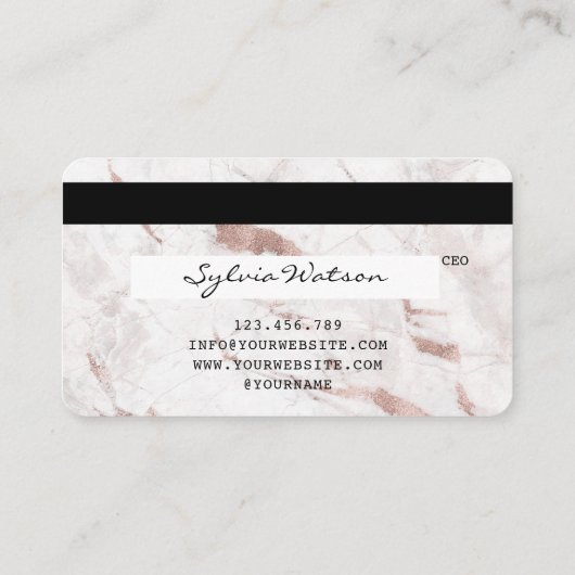 Creditcard styreen Roos Gold Long Lashes Visitekaartje (Achterkant)