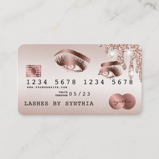 Creditcard styreen Roos Gold Long Lashes Visitekaartje (Voorkant)