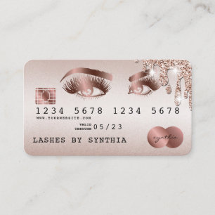 Creditcard styreen Roos Gold Long Lashes Visitekaartje
