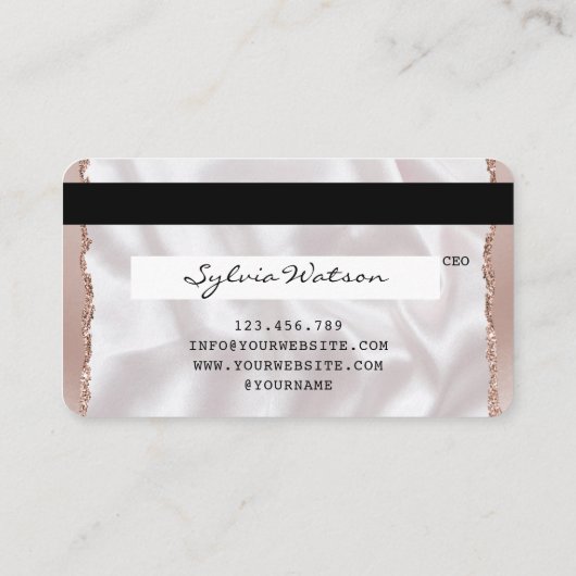 Creditcard styreen Roos Gold Long Lashes Visitekaartje (Achterkant)