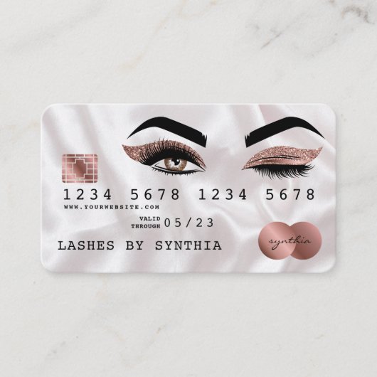Creditcard styreen Roos Gold Long Lashes Visitekaartje (Voorkant)