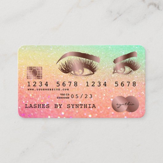 Creditcard styreen Roos Gold Long Lashes Visitekaartje (Voorkant)