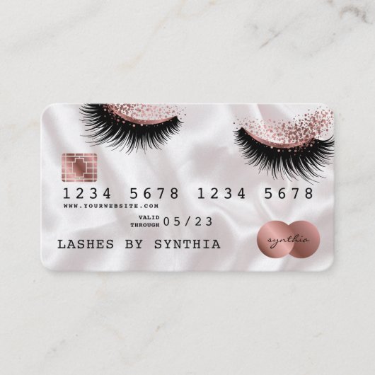 Creditcard styreen Roos Gold Long Lashes Visitekaartje (Voorkant)