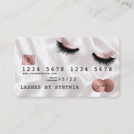 Creditcard styreen Roos Gold Long Lashes Visitekaartje (Voorkant)